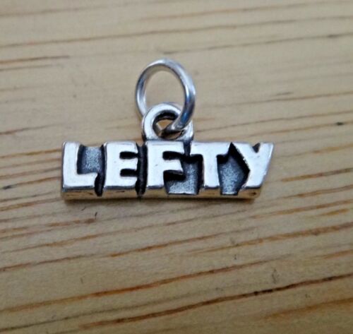 Sterling Silver 7x16mm says Lefty for Left Handed People Charm 