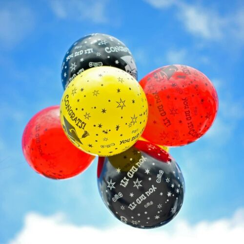 10x 12/" Multicoloured /'Congratulations/' Latex Balloons Graduation Decorations