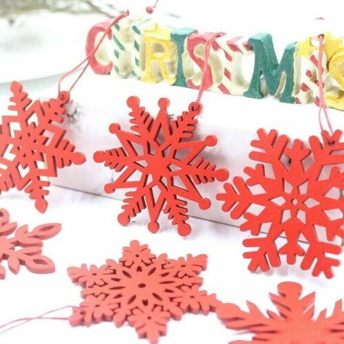 6Pcs //Set Wooden Christmas Snowflake Pendant Decoration Crafts Xmas Ornaments DO