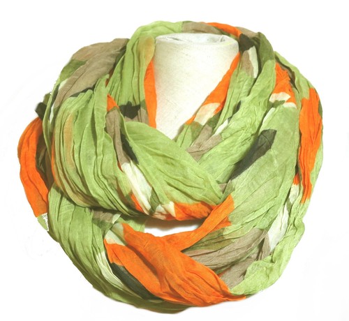 TUBO Scialle Loop Sciarpa Grande Colorato Colorato 004 Verde Marrone Arancione