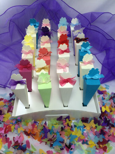 White Confetti Cones Silk card Wedding Favours Choose your amount