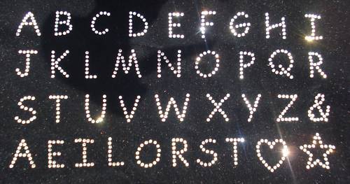 small Alphabet letter CLEAR iron-on rhinestone stone diamante applique transfer 