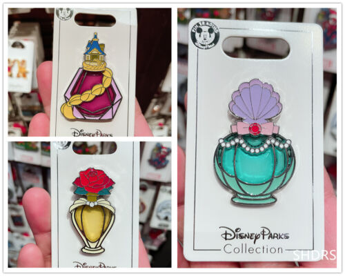SHDR Disney Pin 3pins rapunzel belle ariel princess bottle Shanghai Disneyland 
