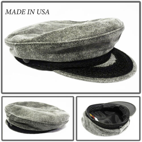 Made inUSA new classic 100/% leather greek fisherman hat military army navy cap