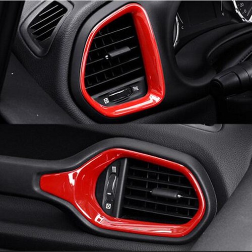 2Pcs ABS Red Air Outlet Vent Cover Frame Trim For Jeep Renegade 2015-2018