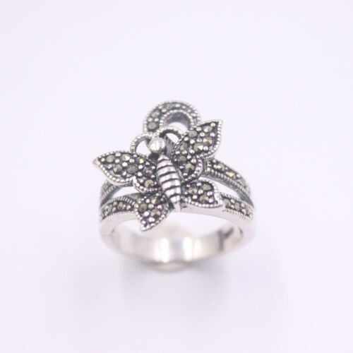 Details about  / Fine Real S925 Sterling Silver Band Women 20mm Butterfly Zircon Figure  Ring