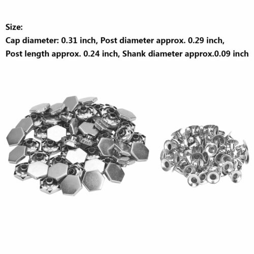 50 Sets Metal Hexagon Caps Rivets Studs Rapid Fasteners for Leather Craft Bag US 