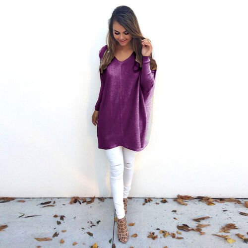 Robe Mode Femme Tops Col V Automne knittedsweaterdre à Manches Longues Pull