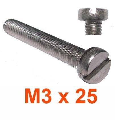 M3 x 25 Stainless Cheese Head Machine Screws 3mm x 25mm Slotted Cheese Head x20