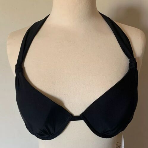 Bnwt NEXT Haut De Bikini Noir Rembourré Armatures Forme Enhancer Taille 34B col cravate 