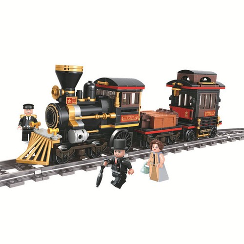 473pcs Novo Clássico Trem a vapor Cidade Blocos Montar Technic Crianças Conjunto faça você mesmo