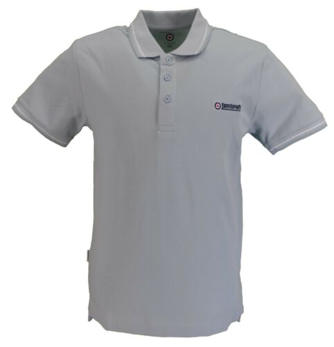 Lambretta Celestial Blue/White/Tourmaline Retro 100% Cotton Polo Shirt 