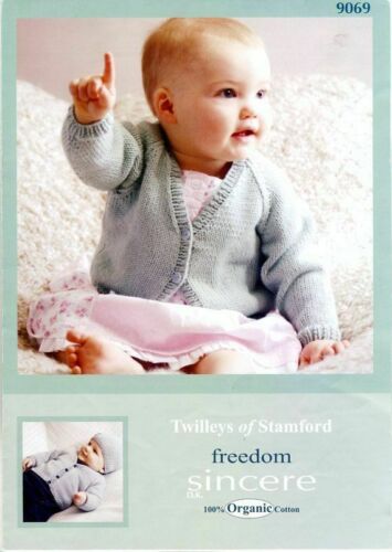 Twilleys Knitting Pattern 9069 Baby Cardigan Hat DK Organic Cotton 16-22/" NEW