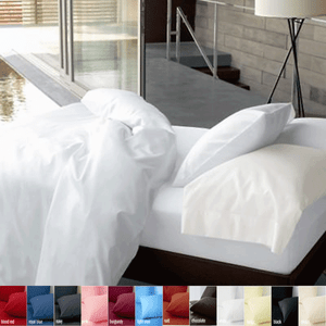 Polycotton Dyed Fitted Bed Sheet Single Double King Super King 4Ft Pillowcases