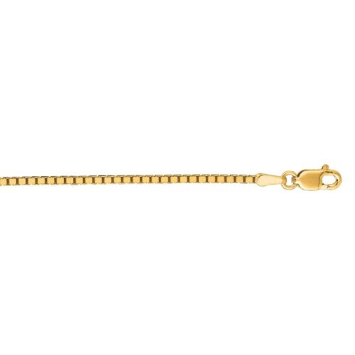 10K White or Yellow Gold Classic Box Chain w Lobster Lock 0.8mm 1mm 1.4mm Thick 