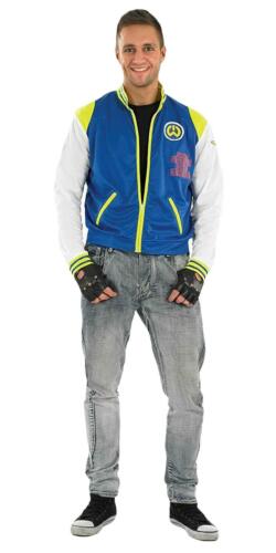 Mens 80/'s 90/'s Rap Pop Star Full Zip Jacket Fancy Top With Faux Leather Gloves