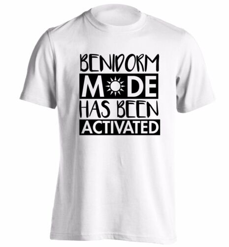 Benidorm mode activated t-shirt holiday party stag hen group matching joke 3644 