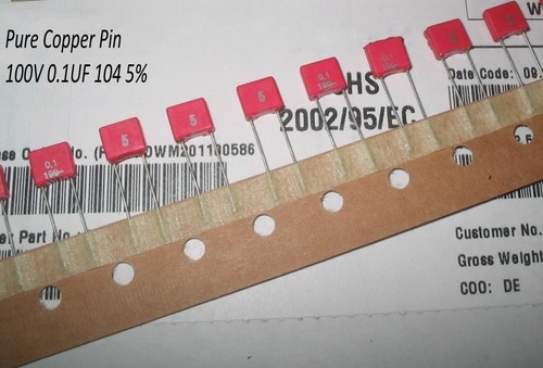 100V 0.1UF ±5/% MKS Film Capacitors 2.5*6.5*7.2MM For Signal Coupling Decoupling