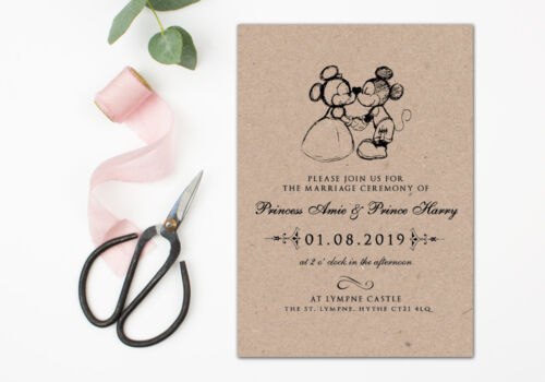 50 Rustic Vintage Mickey and Minnie Mouse Disney Wedding Invitations Invites! 