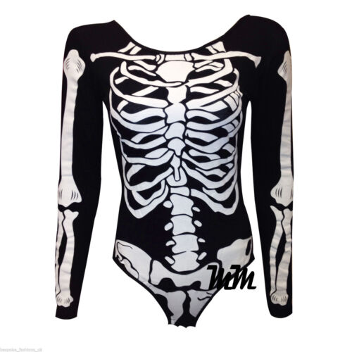 Femmes Squelette Halloween Imprimé Encolure Dégagée Dames Imprimé Body Leotard