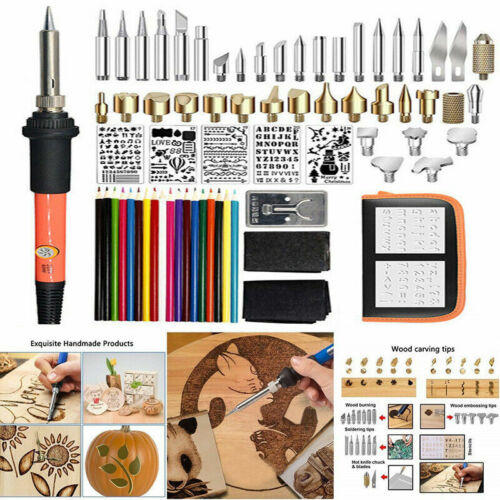 71Pcs 60W Wood Burning Pen Kit Set Soldering Iron Kit Pyrography Craft Tool Tip 