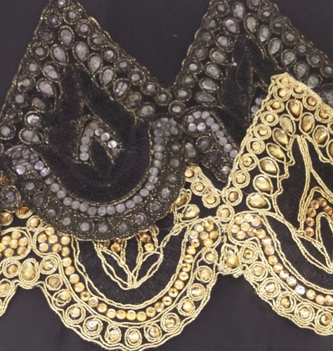 Stunning Black and Gold Lace Trim Ribbon Sewing Craft Wedding Sari Border 80 cm