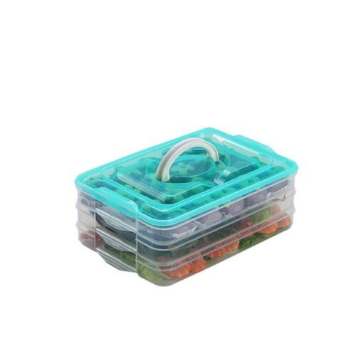 Stackable Refrigerator Food Storage Container with Lid 3-Layer Pizza Meat Ham 