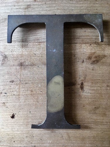 Brass Letter T Large 6” Typeface Alphabet Font Antique Vintage Reclaimed Item