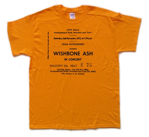 WISHBONE ASH Newcastle City Hall screen printed tribute T SHIRT