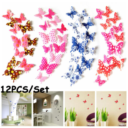 Home Decorations Wedding Ornament  3D Butterfly Stickers Wall Art Mural Decals