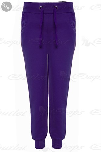 Damen Neu Einfarbig Fleece Jogginghosen Hose Mädchen Joggen Jogginganzug