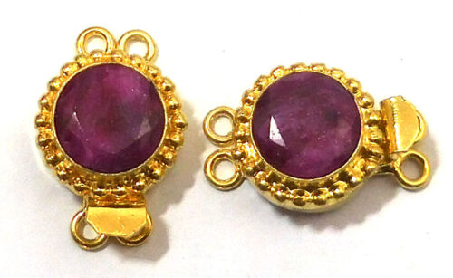 1 PC ROUND RUBY BOX CLASP 2 STRAND 18K GOLD PLATED 617