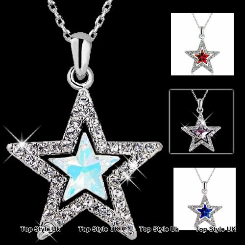 Star Crystal Necklace Pendand Cute Gift for her on Christmas Valentine Birthday 