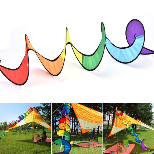 Faltbare Regenbogen Spirale Windmühle Wind Spinner Camping Zelt Hausgarten/_HO