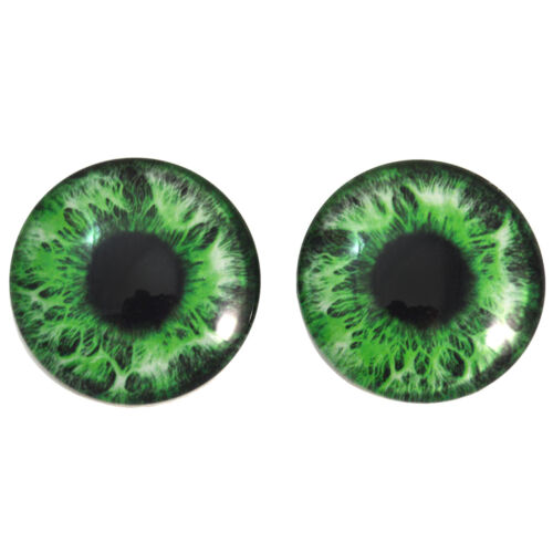 Pair of 40mm Intense Green Glass Eyes Set Big Doll Parts Jewelry Making Craft 