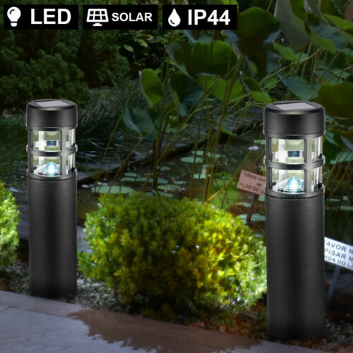 4er Set LED Outdoor Socket Lamp Solar Garden Plinth HOF Ground Spike Lights Black