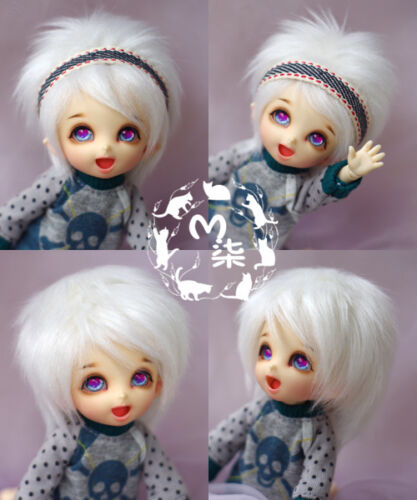 5"-6"14cm BJD fabric fur wig white color for AE PukiFee lati 1/8 Doll Antiskid