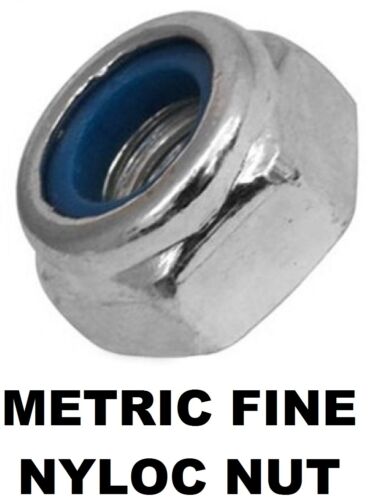 12mm Qty 10 Metric Fine Hex Nyloc Nut M12 1.25mm Pitch Zinc Plated Insert ZP