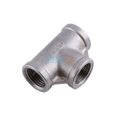 1/2" 1/4" Tee 3 way 304 Stainless Female Threaded Pipe Fitting Joint NPT 150 PSI 