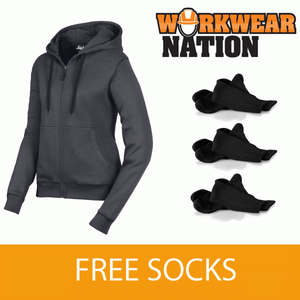 FREE SOCKS STEEL Snickers 2806 Womens Full Zip Work Hoodie Sweatshirt