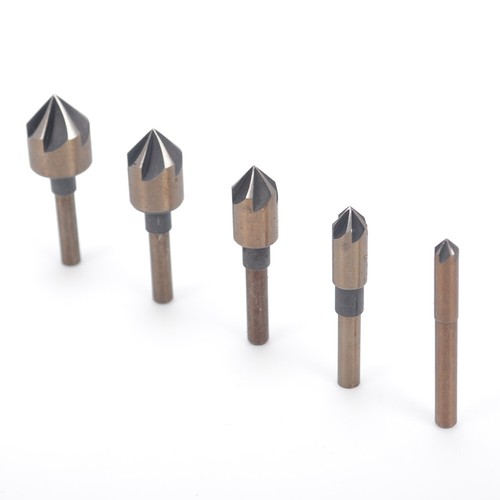 5pcs 5Flute Countersink Drill Bit Set 82° Counter 1//4/"-3//4/" Sink Chamfer Cutter