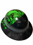 Black and Green Ace of Skulls Lift DAX Fifty 50 Carbon Fiber Full Brim HardHat 