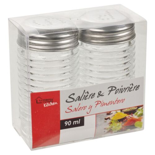 Large Glass Salt And Pepper Set Shaker Pot Jars Pots Screw Stainless Steel Lid