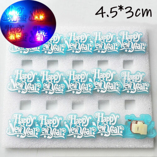 Novelty Happy New Year Led Flashing Brooch Pin Badge Party Office Fun 