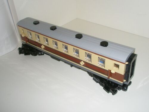Lego Train New Custom Passenger Coach Tan Emerald steam 10194 Brown