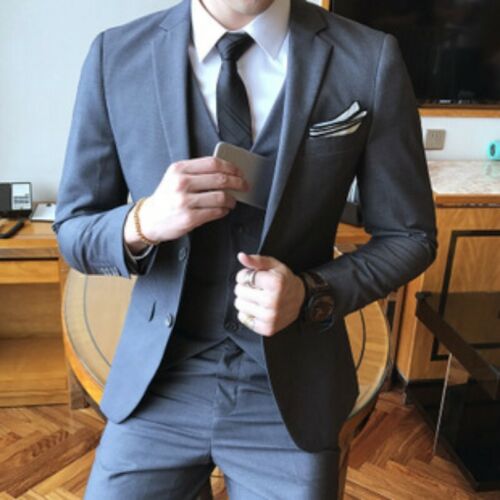Men/'s Double Breasted Wedding Suits Dress Formal Jacket/&Pant 3 Pieces Slim Fit