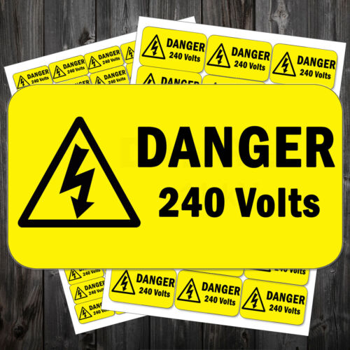 110v/230v/240v #aax Tensión eléctrica Pegatinas peligro signo de 50 X 25 Mm 