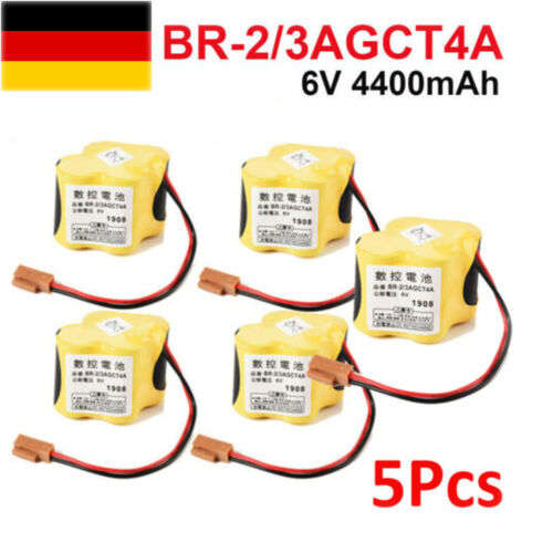 5x BR-2/3AGCT4A 6V 4400mAh Batterie für Fanuc A98L-0031-0025+Stecker CNC Machine 