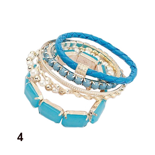 CN/_ 6Pcs//Set Lady Girl Fashion Bohemian Multilayer Beaded Braided Bracelet B GN