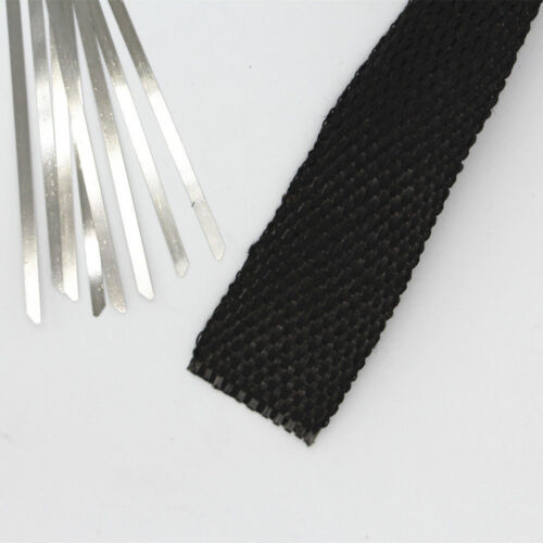 Motorcycle Exhaust Heat Wrap Protection Black Header Tape 1/" X 25/' Ties PIPE NEW